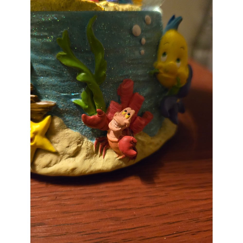 Disney The Little Mermaid Ariel Snow Globe Flounder Sebastian Under the Sea - Picture 3 of 10